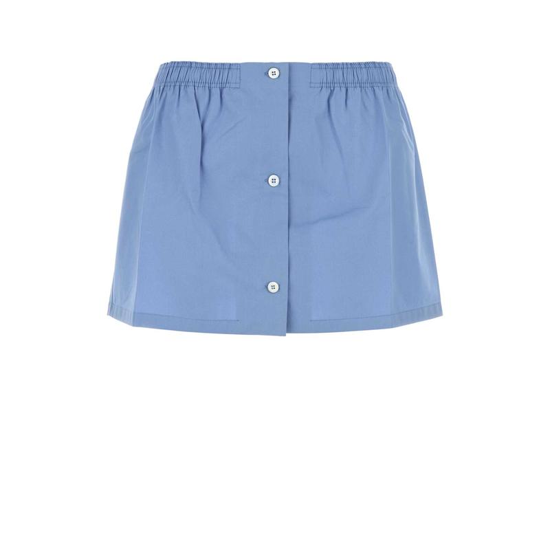 Miu Miu 女士 FW24 迷你裙 標誌刺繡府綢迷你裙