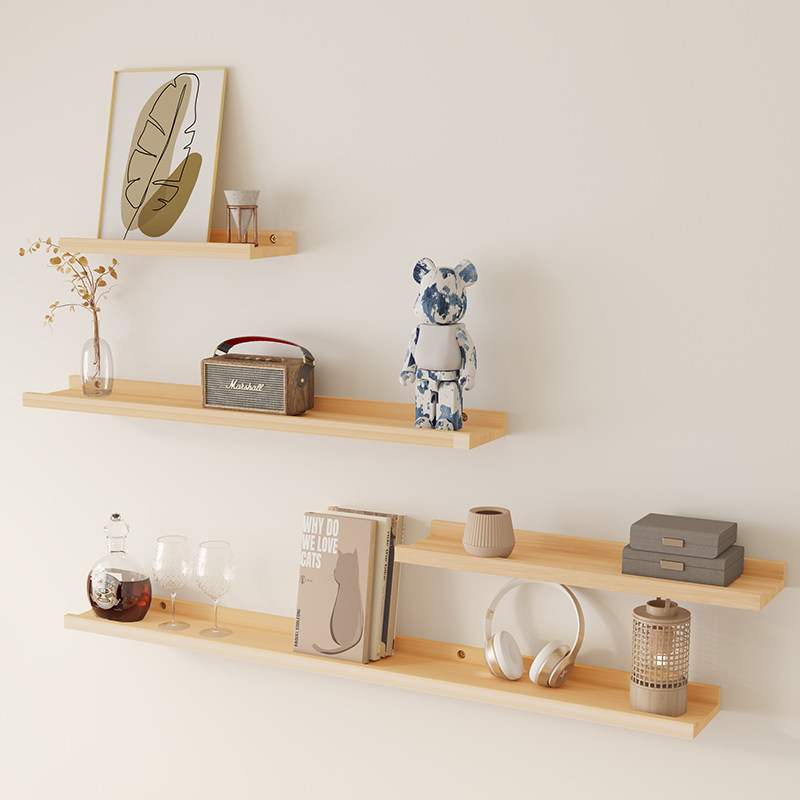 实木墙上置物架客厅墙壁墙面一字隔板装饰架木板壁挂放置收纳层架