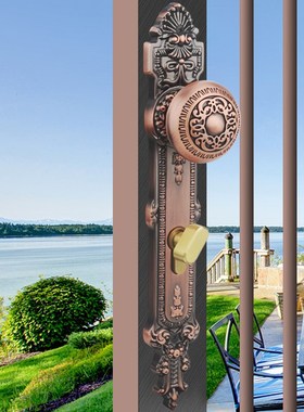 移门平开门铝合金铁艺庭院门锁红古色大门拉手欧式古铜铁推拉门锁