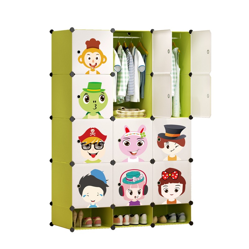 简易儿童衣柜布卡通经济型塑料组装婴儿小孩衣橱宝宝收纳储物柜子
