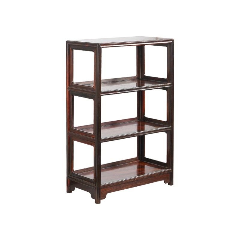 天纵老挝大红酸枝收纳茶具茶道玄关柜三层置物储物架