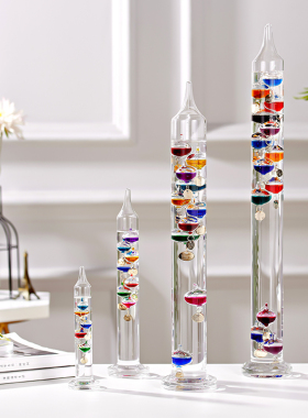 伽利略彩球温度计创意装饰办公室客厅玻璃悬浮摆件生日学生礼物