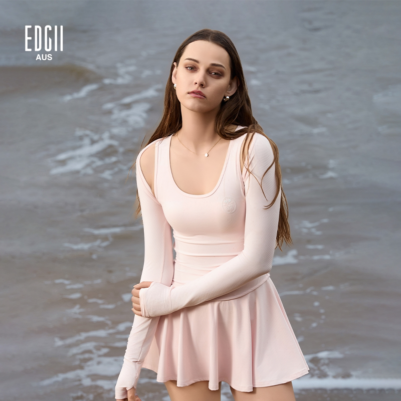 EDGII 浅粉网球裙披肩女时尚外搭运动健身瑜伽户外气质显瘦款上衣