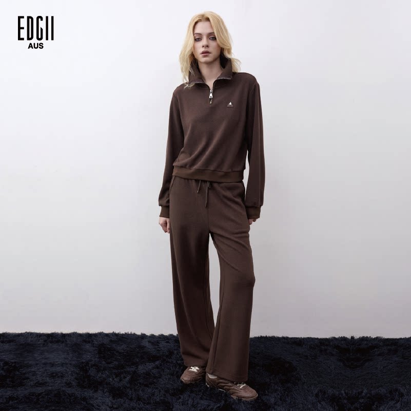 【王玉雯同款】EDGII 春夏新品运动休闲套装半拉链卫衣卫裤套装女