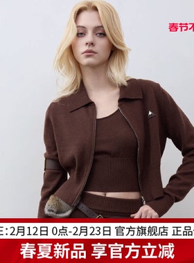 EDGII 2026SS新品polo领拉链长袖针织外套简约百搭运动休闲女开衫