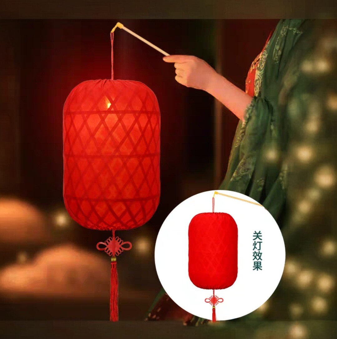 手提灯笼古风竹编灯笼演出可发光led灯宫庙巡游节日手持长杆灯笼