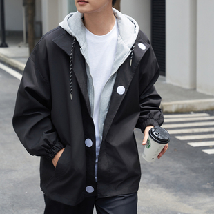 防风夹克男装 宽松冲锋衣潮流帅气休闲冬款 春秋季 假两件外套男士