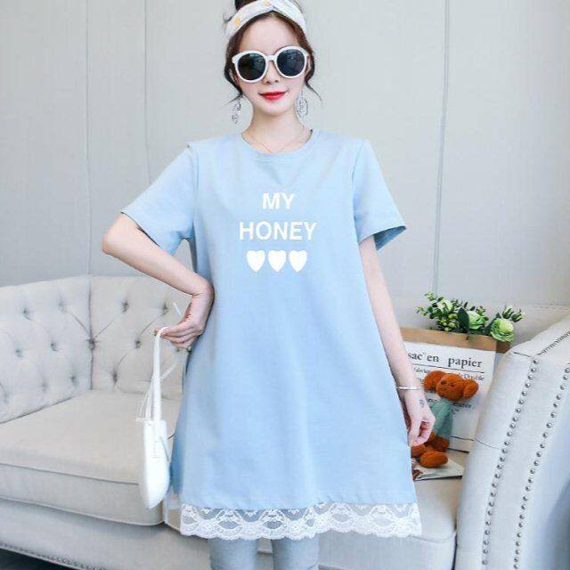 孕妇夏装套装2021时尚款短袖上衣中长款纯棉t恤女夏季潮妈连衣裙