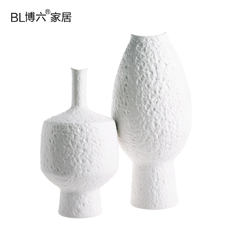 现代简约客厅花艺插花电视柜装饰品摆件磨砂素烧花器白色陶瓷花瓶,家居饰品,花瓶,淘宝优惠券,粉丝福利购,淘宝优惠卷