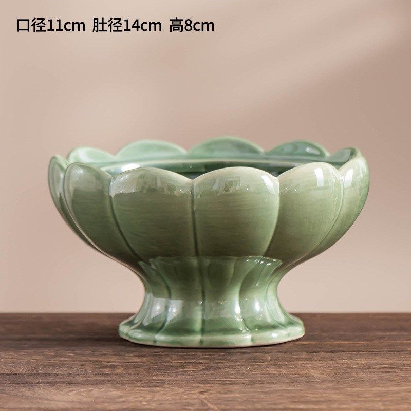 佛手柑托盘剑山插花器皿中式禅意花盆家用器皿开片陶瓷花盘花道圆,鲜花速递/花卉仿真/绿植园艺,花托/移动托盘,淘宝优惠券,粉丝福利购,淘宝优惠卷