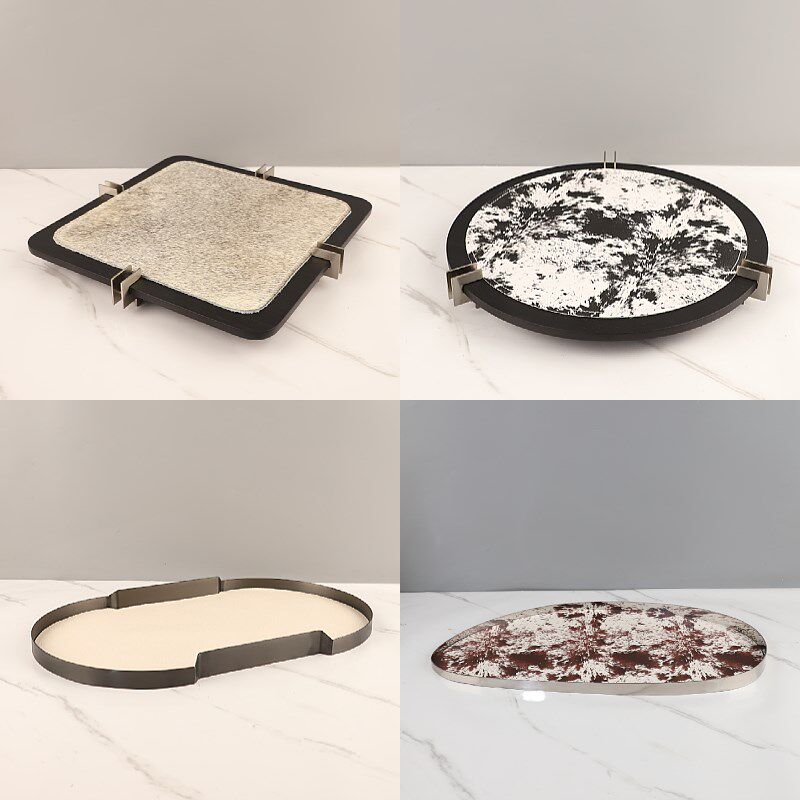 轻奢木质马毛皮革金属香薰托盘客厅茶几样板间长形收纳盘装饰摆件,家居饰品,香薰托盘,淘宝优惠券,粉丝福利购,淘宝优惠卷