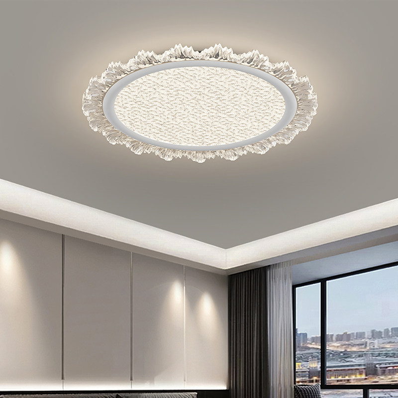 卧室主灯圆形fled灯现代简约主卧房间灯极简儿童房吸顶灯中山灯具