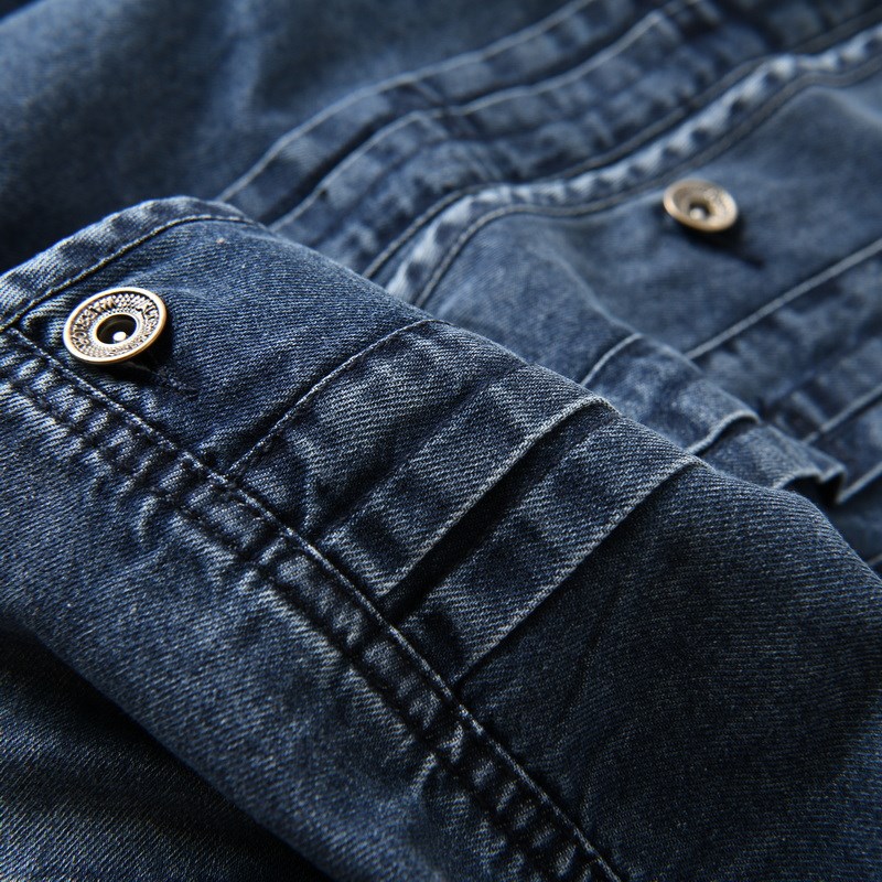 外贸尾货日单全棉水洗潮流无领宽松休闲牛仔夹克外套男士秋季0903