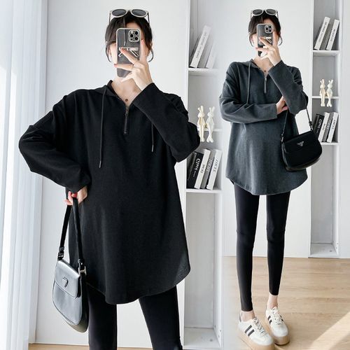 大码孕妇卫衣套装2024春秋款时尚中长款连帽百搭宽松上衣女200斤