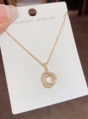 简约超闪时尚百搭微镶圆环项链小众设计轻奢甜美气质毛衣链锁骨链
