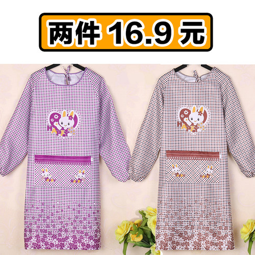 秋冬时尚加厚长袖男女罩衣反穿衣工作服长袖围裙防水定制LOGO印字