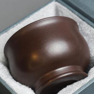 宜兴紫砂杯原矿石红泥主人杯纯手工品茗杯功夫茶压手杯礼盒包装