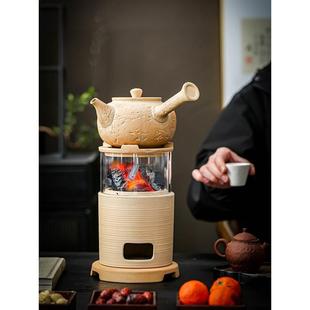 围炉煮茶观火炉茶室庭院户外家用桌面煮茶炉烤火取暖炉陶瓷碳炉