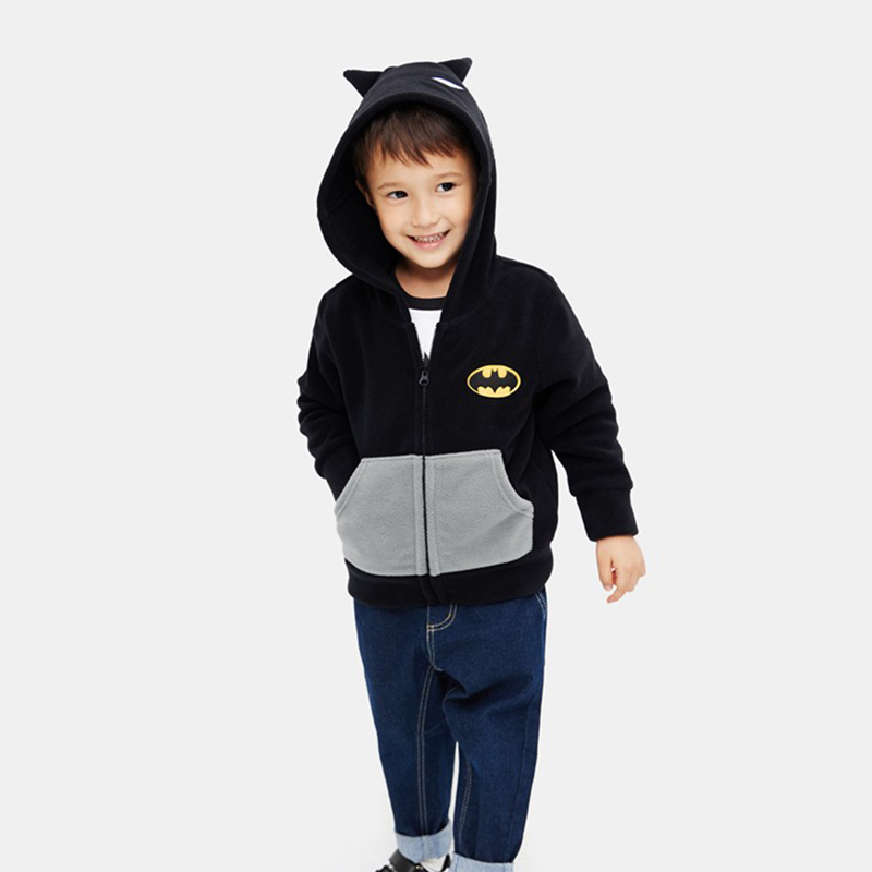 日系摇粒绒保暖外套男女童连帽y拉炼衫开衫秋冬季卡通保暖休闲上