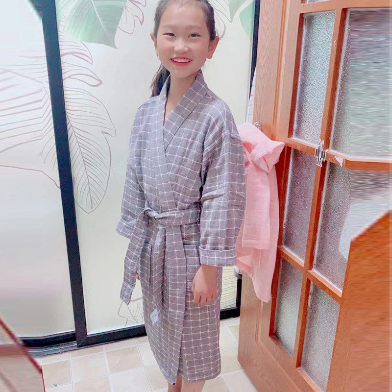 儿童纱布带帽浴袍宝宝柔软浴巾春夏秋冬I三层加密婴儿浴衣亲肤吸