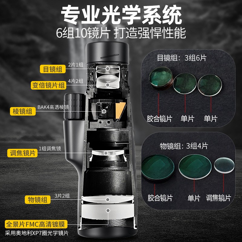 单筒望远镜高倍高清专业级成人夜视日F夜两用变倍焦户外便携望眼