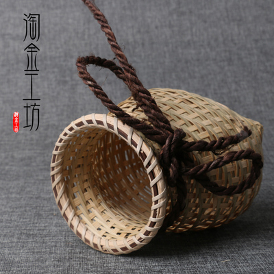 采茶鱼篓装饰舞蹈道具插花编织小竹篓宝宝小背篓竹筐W篮子竹编制