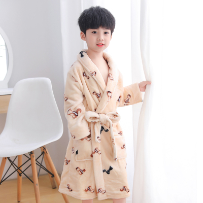 童装冬季儿童睡袍柔软男童浴w袍加长加厚法兰绒女童睡衣冬装家居