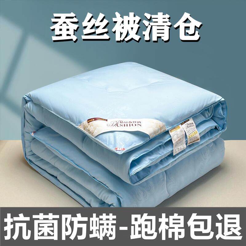 全棉蚕丝被100%桑蚕丝春秋被空调被E学生被子被芯双人加厚10斤冬