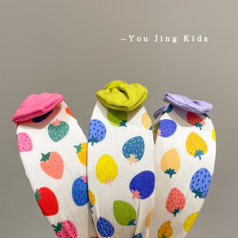 韩版草莓蝴蝶结儿童o发箍发卡女童宽边甜美头箍女孩兔耳朵压发头