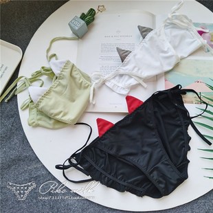 绳子两边系带内裤少女性感日系可爱诱惑K棉裆绑带式低腰包臀三角