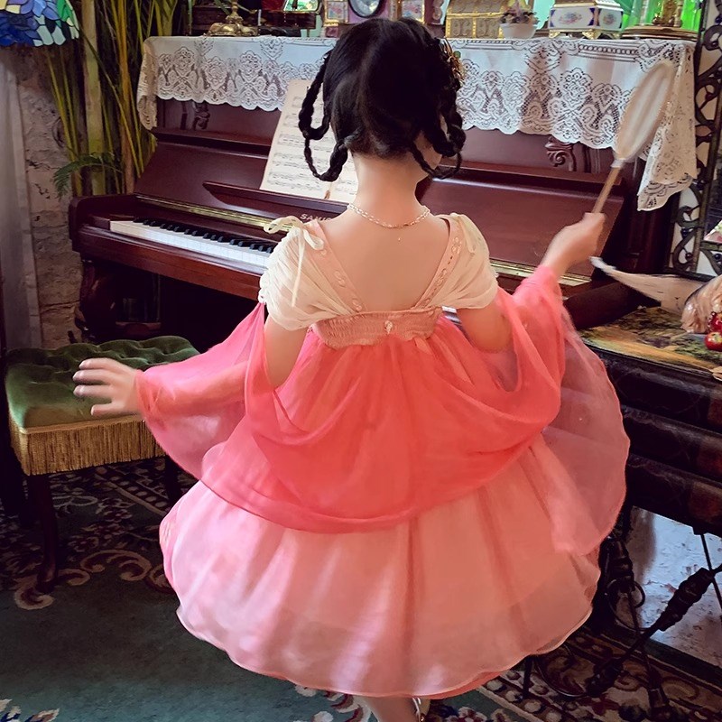 女童汉服2025新款儿童超仙唐y装古风飘逸小女孩刺绣连衣裙表演夏