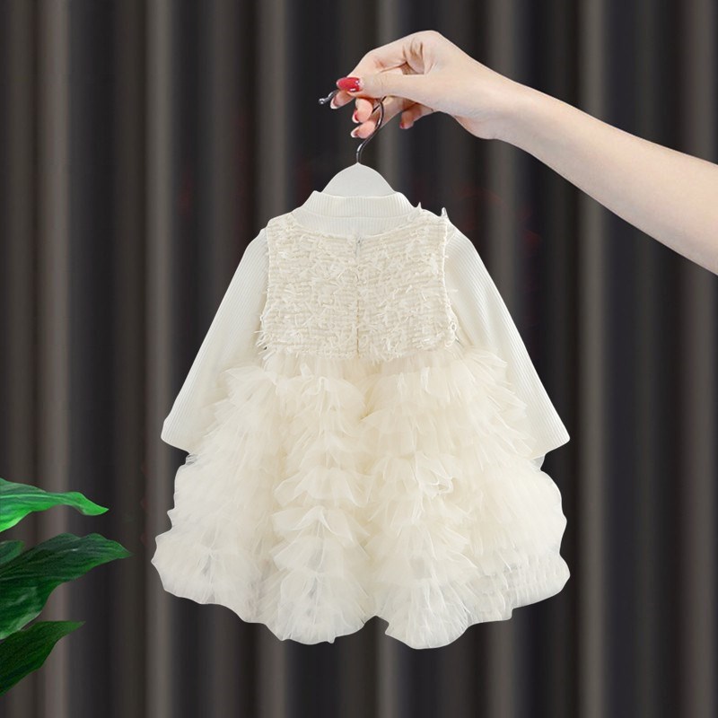 女童裙子春装2025新款儿童蓬蓬纱连衣裙洋气公主裙宝宝童装春秋款