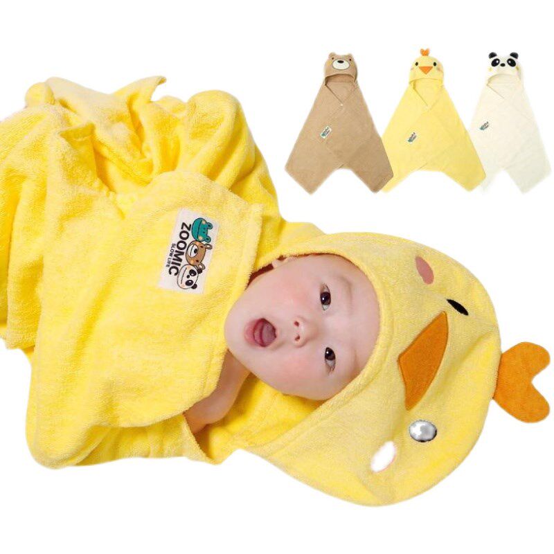 原D!zo*mic浴巾 带帽斗篷儿童宝宝新生洗澡浴袍纯棉吸水 0-6岁