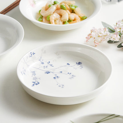 陶瓷盘子汤菜盘餐具7英寸骨瓷家用圆形碟子北欧小清新韩式田园风