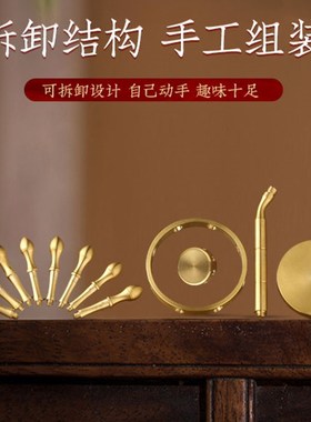 纯黄铜领航舵船舵摆件创意一帆风顺旋转掌舵解压舵手航海家居装饰