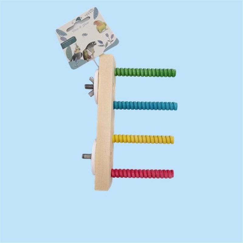 8玖-鹦鹉彩虹跳台爬梯实木家具站杆鸟窝攀爬健身磨爪绳索鸟笼用品