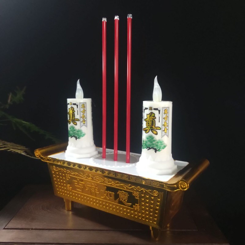 红白色奠led电子蜡烛祭拜上坟灵堂祭奠家用白事清明节守灵长明灯