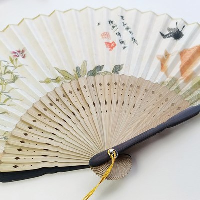 古风折扇新中式旗袍扇子夏天随身折叠小扇子国风古装汉服绢扇女