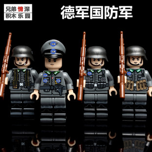 二次大战德国国防军积木人仔小颗粒拼装积木德国士兵积木人