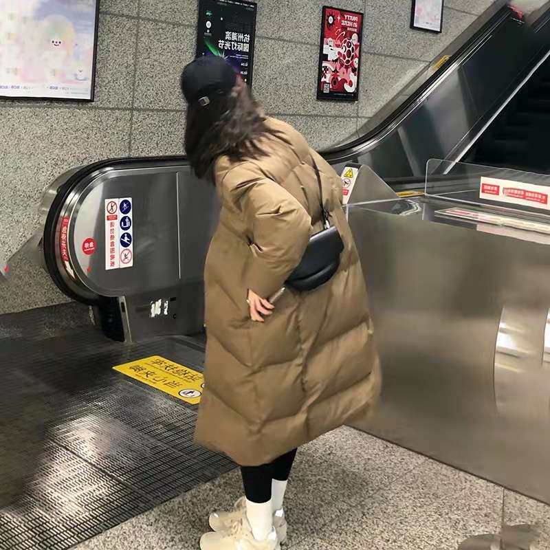 港风复古chic韩系咖色棉服2025年新款宽松长款面包服加棉加厚袄子