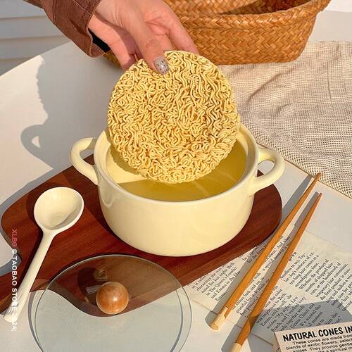 泡面专用碗带盖陶瓷碗学生宿舍家用餐具带手柄面碗螺蛳粉碗干饭碗