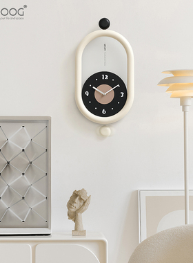 EMITDOOG免打孔客厅挂钟2024新款摇摆创意钟表餐厅时尚大气装饰钟