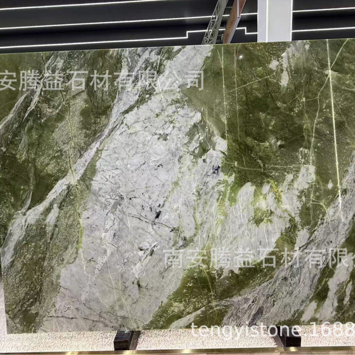 巴西天然奢石冰川绿餐桌岛台透光玄关酒店别墅背景茶几台面