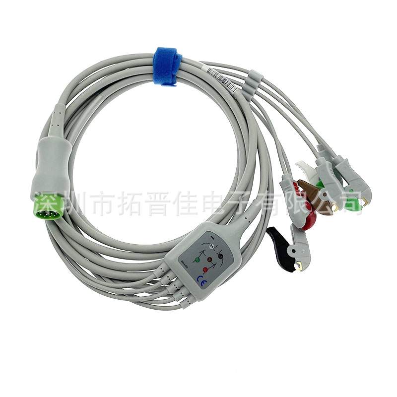 适用迈瑞T5 T8 IPM8 iMEC10 N12 15监护仪心电导联线12针一体五导