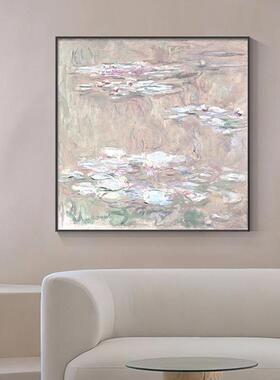 手绘世界名画莫奈睡莲油画挂画客厅风景玄关壁画印象派装饰画