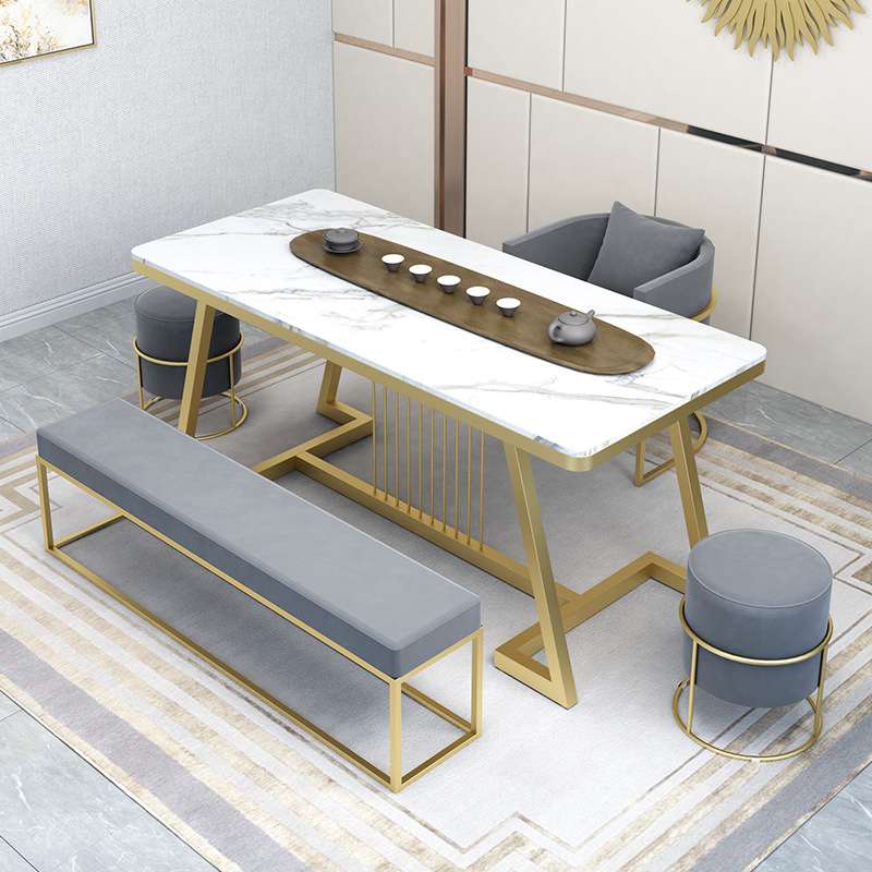 北欧大理石茶桌椅组合现代简约办公室功夫泡茶台家用客厅轻奢茶几