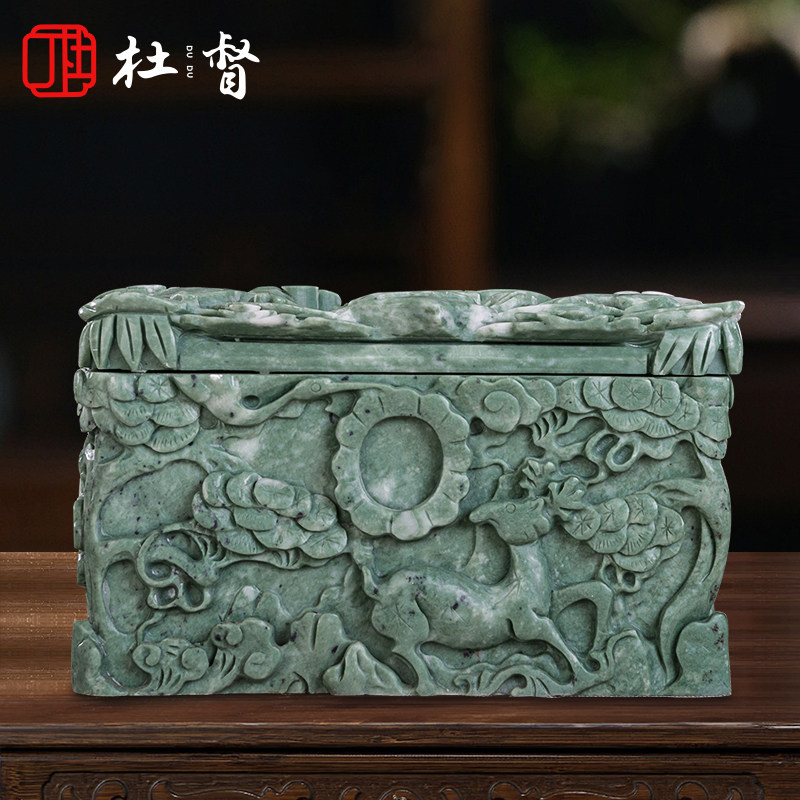 天然汉白玉骨灰盒阿富汗玉石寿材骨灰坛高档寿盒棺材防潮盒防水盒