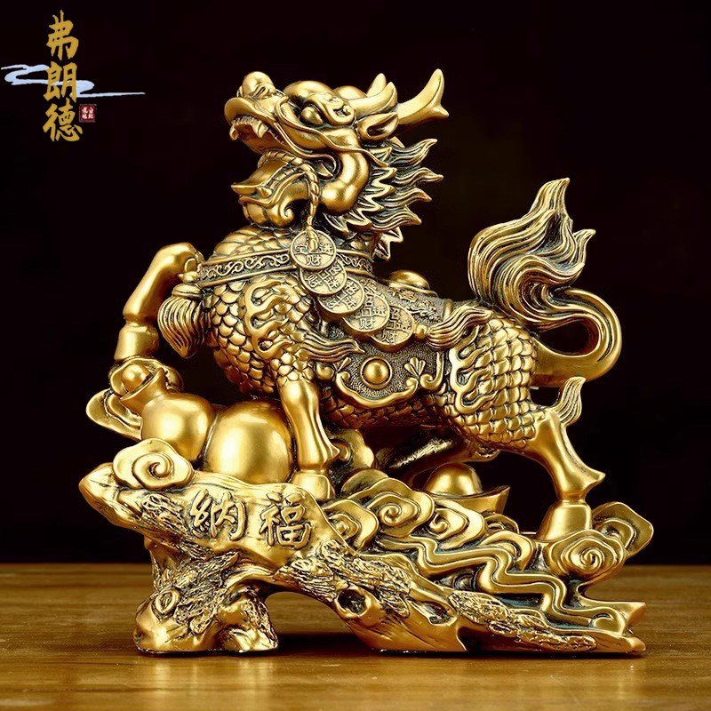 速发弗朗德火麒麟摆件家居纳福送子客厅柜子玄关开业办公高端礼品