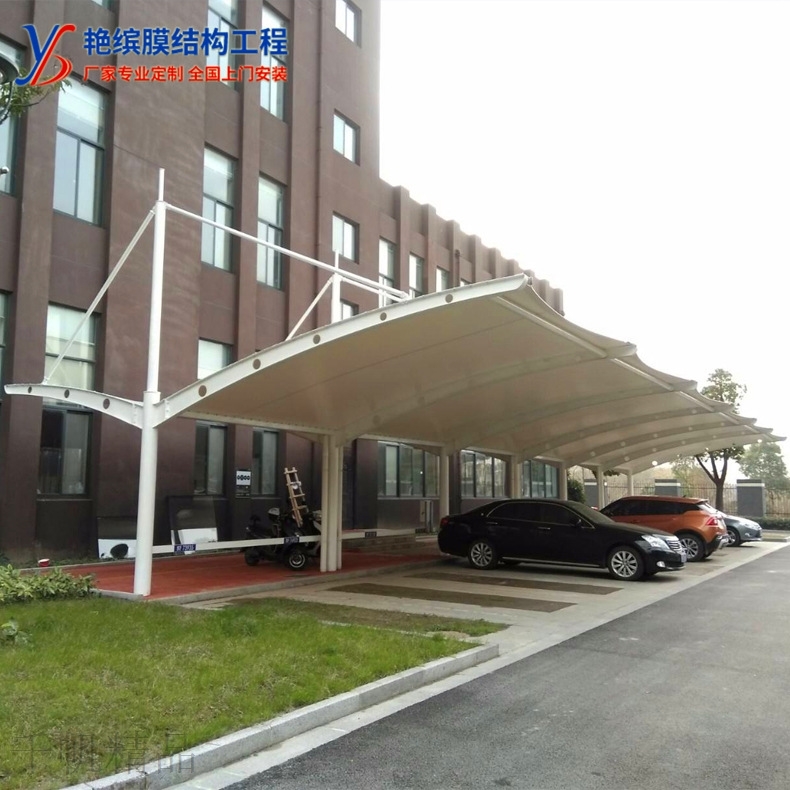现货速发安装挑杆型膜结构车棚 扬州市汽车停车棚搭建 小区学校膜