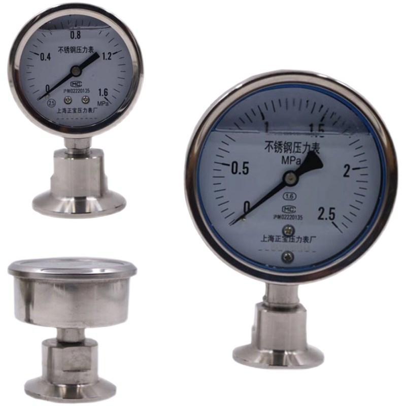 速发卫生型隔膜压力表YT0BF不锈钢耐震膜片快装卡箍卡盘50.5/64